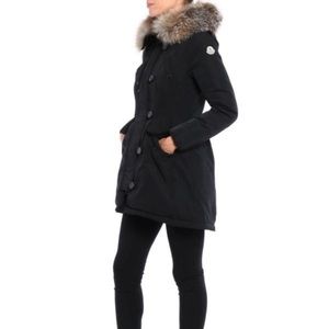 Moncler monticole black fur trim parka